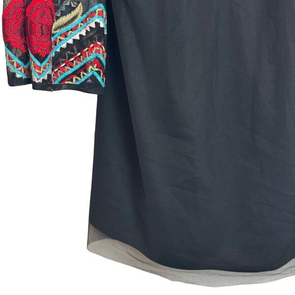 Vintage Collection Blouse Womens Small Embroidered Boho Tunic Top Festival Black - Picture 4 of 16